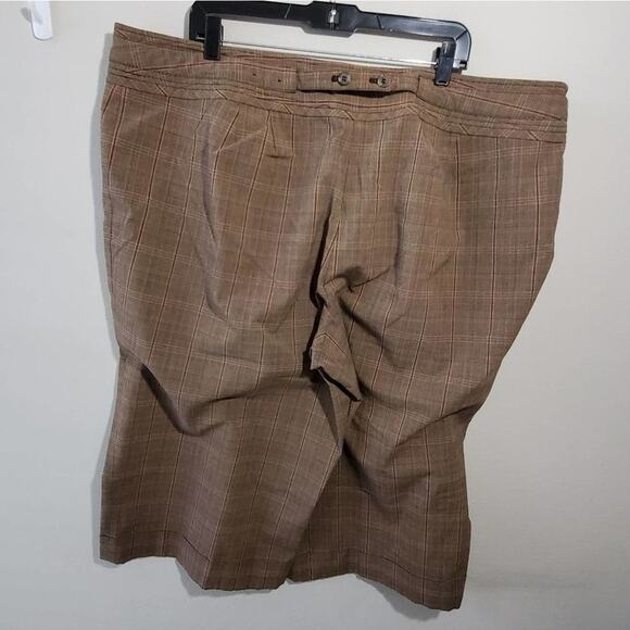 Lane Bryant Academia Pink Brown Plaid‎ wide leg capri Gaucho pants plus Size 26 - Picture 6 of 9